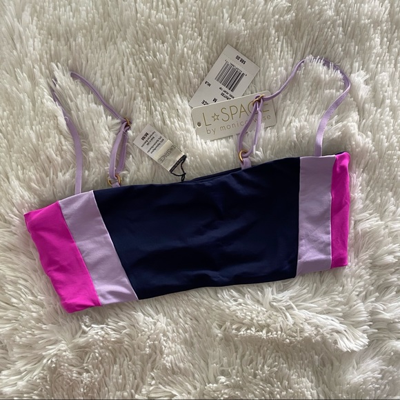 L*SPACE Rebel Heart Colorblocked Bikini Top NWT M - Picture 4 of 4